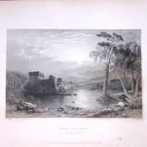 Inverness Loch-An-Eilan Scotland W Beattie 188 Years-Old Antique Steel Engraving-37