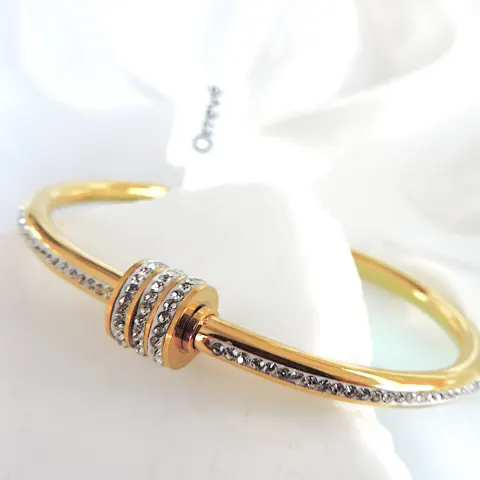 Designer 14k Gold Plated Crystal Bangle 'New'