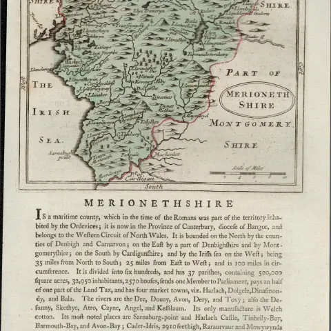 Wales Montgomeryshire Antique c1783 F Grose Copper Coloured George III Map.