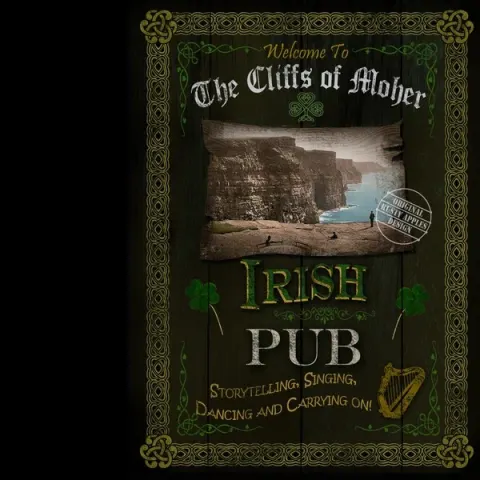 The Cliffs Of Moher Irish Traditional Style Pub Sign Metal Wall Art