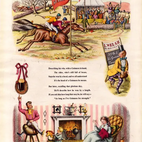 Original 74-Year-Old 1950 Guinness Print Month of March– GE 1527  #-12.
