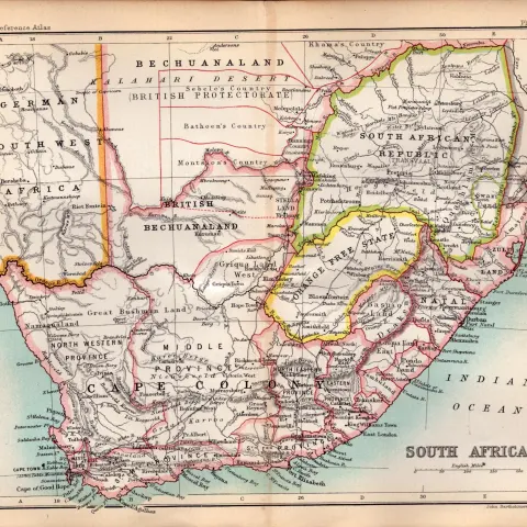 South Africa Double Sided Antique 1896 Map.