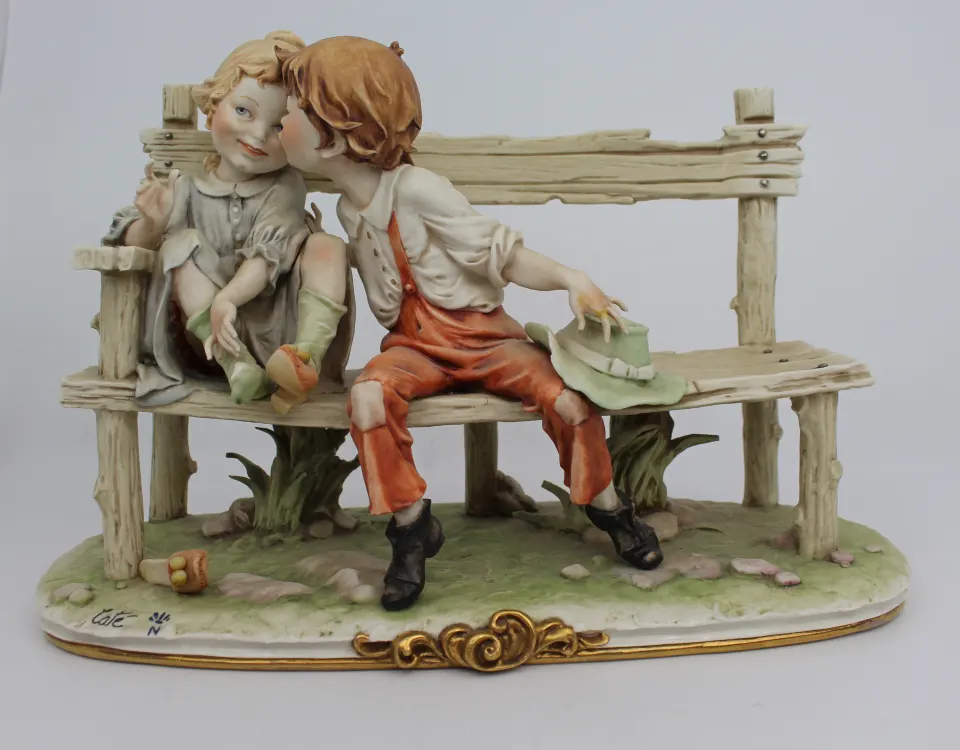 Capodimonte Figurine Girl & Boy on Bench