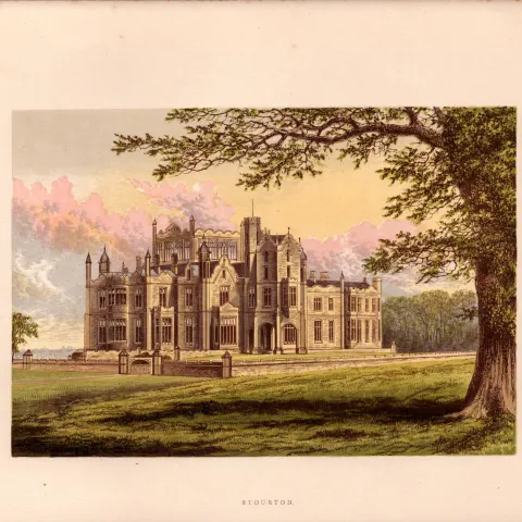 Stourton Warwickshire Gilt-Edge Coloured Antique Book Plate.