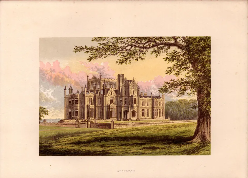 Stourton Warwickshire Gilt-Edge Coloured Antique Book Plate.