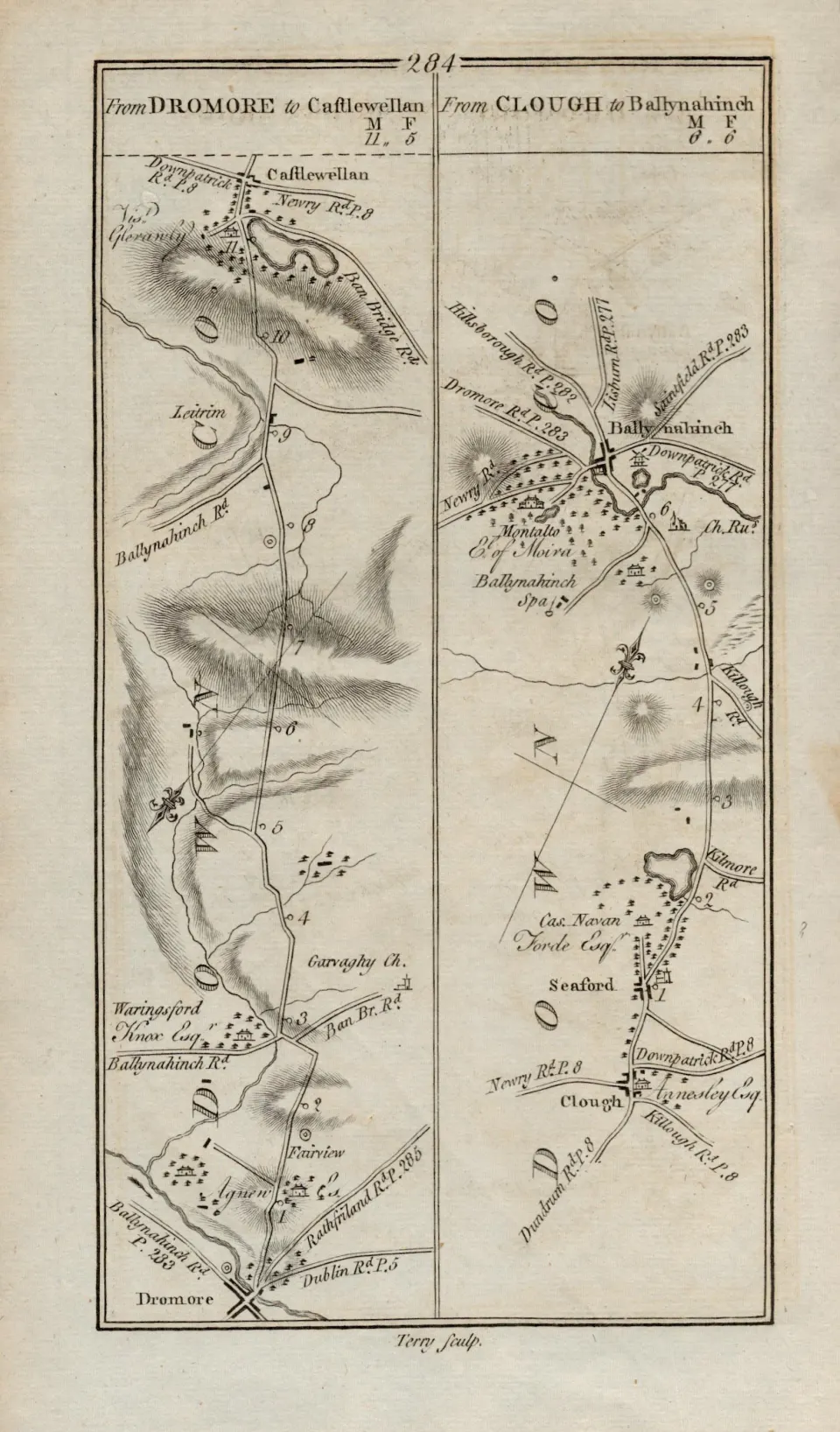Taylor & Skinner 1777 Ireland Map Dromore Newtownards Leitrim Ballynahinch Down.