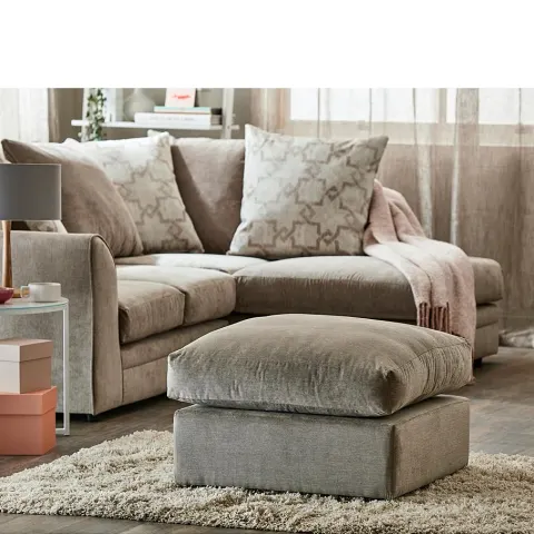 (25/Mez) RRP £230. Grace Foot Stool Pewter. (H50x W70x D70 cm).