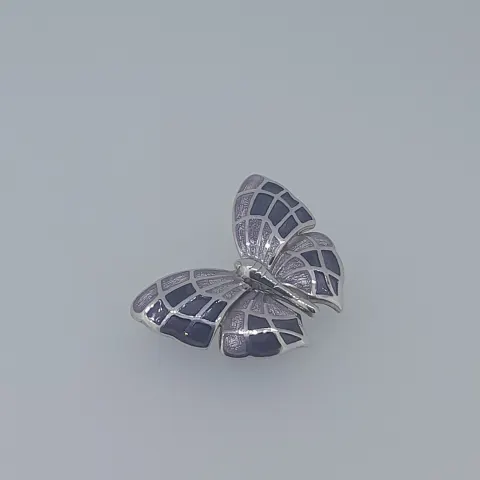 Nicole Barr Silver Enamelled Butterfly Broach