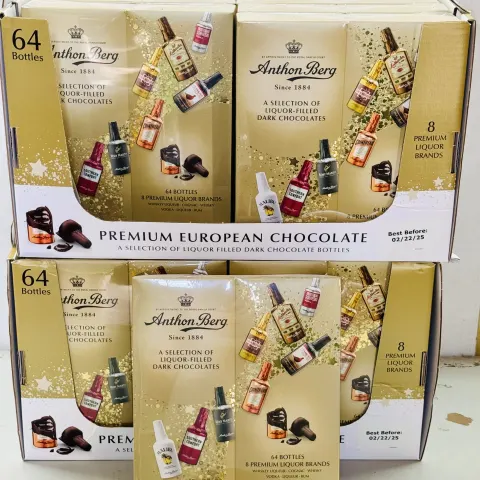 20 x Anthon Berg Chocolate Liqueurs 64 Bottles 1000g New Sealed BBE Feb 2025