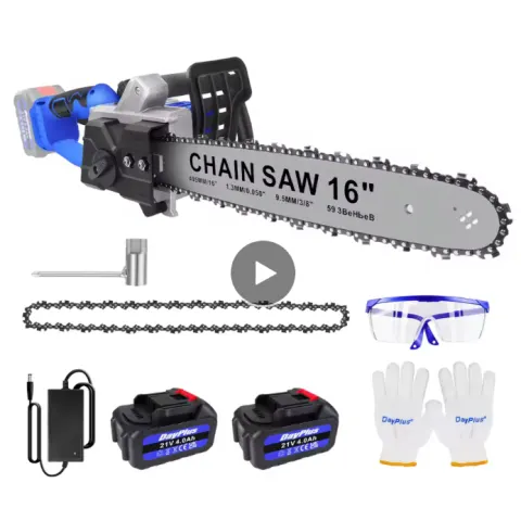 16-Inch Cordless Brushless Electric Chainsaw – 36V, Dual Battery, High Carbon Steel Chain