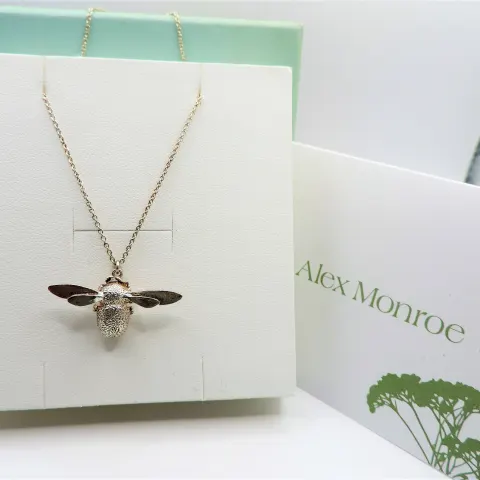Alex Monroe Sterling Silver Bumblebee Necklace New with Gift Box