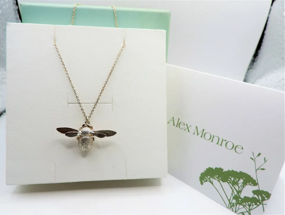 Alex Monroe Sterling Silver Bumblebee Necklace New with Gift Box