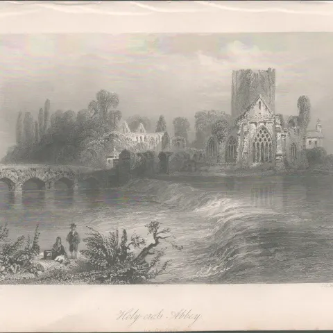 Antique Steel Engraving  1850s Holy Cross Abbey Tipperary.
