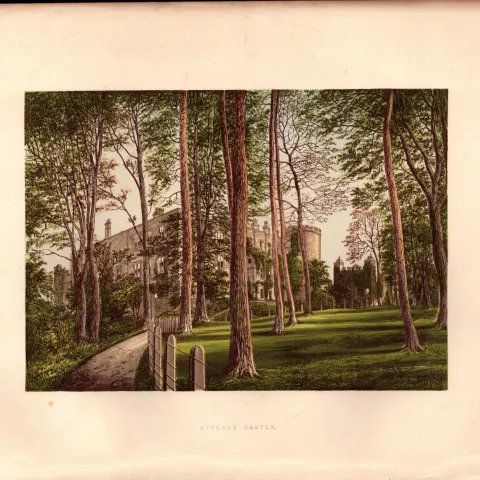 Appleby Castle Cumbria Gilt-Edge Coloured Antique Book Plate.