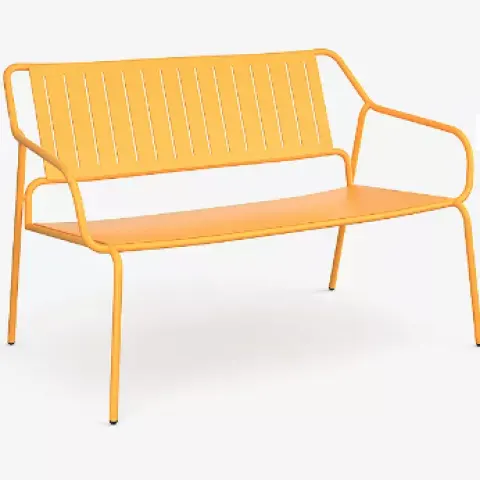 Item Description  -  John Lewis ANYDAY Brights 2-Seater Metal Garden Sofa, Melon Yellow  -  Stock Nu