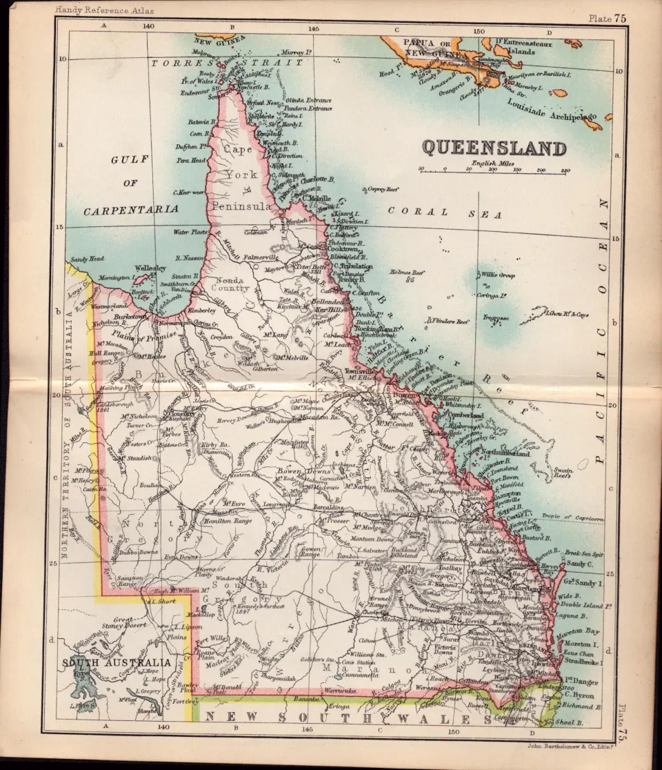 Australia Queensland Double Sided Victorian Antique 1896 Map.