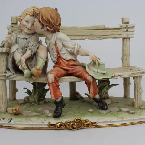Capodimonte Figurine Girl & Boy on Bench