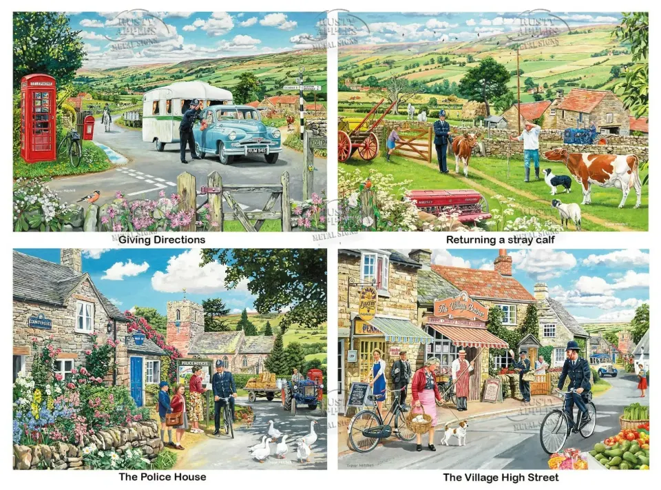 A Day In The Life of The Village Policeman Stunning Metal Wall Art