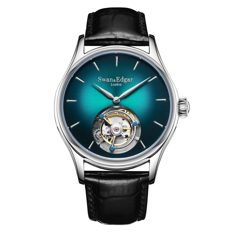 Swan & Edgar Hand Assembled Tourbillon Green Watch - Free Delivery & 5 Year Warranty