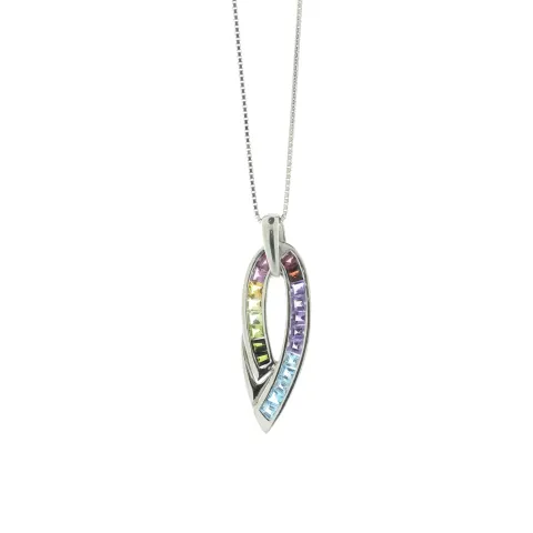 Platinum Ladies Dress Diamond Gemstone Pendant