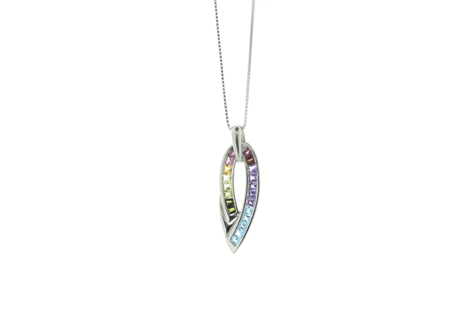 Platinum Ladies Dress Diamond Gemstone Pendant