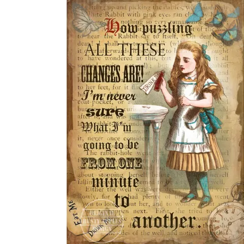 Alice In Wonderland How Puzzling  Extra large Designed Metal Wall Art