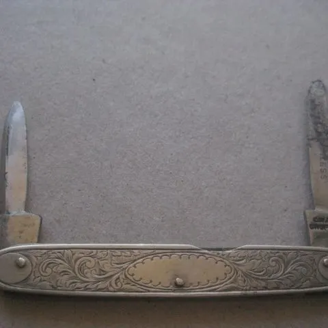 Victorian Silver-Plated Hafted Twin Steel Bladed Folding Fruit Knife, c1900