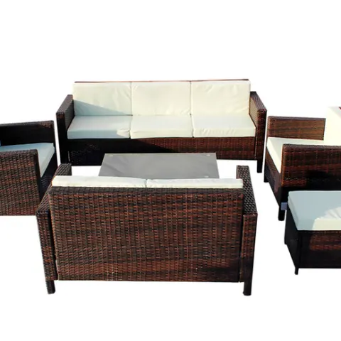 Free Delivery - 8-Seater Greenwich Rattan Chair & Sofa Garden Furniture Set - Brown  