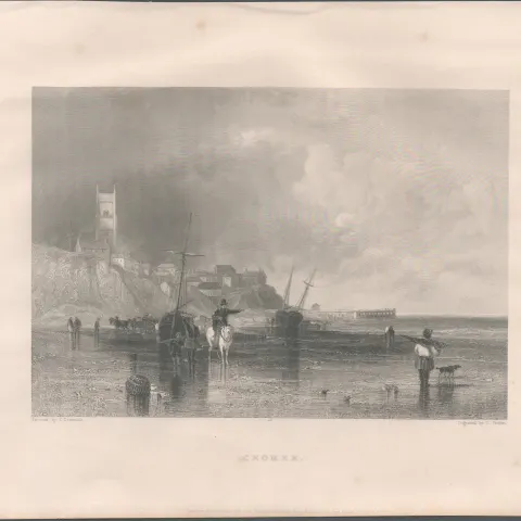 Cromer Norfolk Beach  Antique WH Bartlett 1842 Steel Engraving.