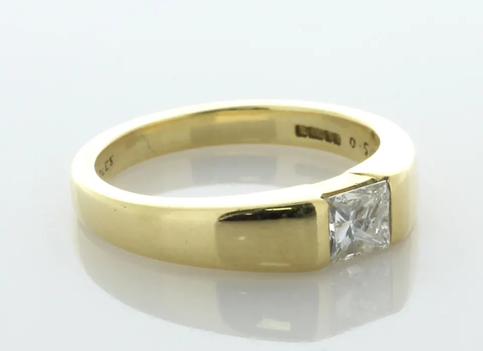 18ct Yellow Gold BOODLES Princess Cut Diamond Ring 0.51 Carats