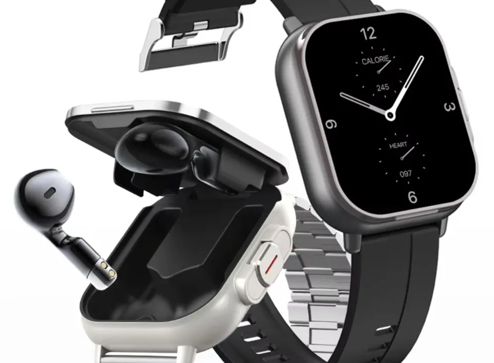 Smart Watch 2 in 1 With Earphone Smartwatch Bluetooth Call GPS Track Heart Rate Monitor