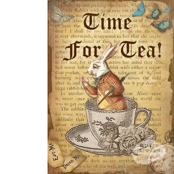 Alice In Wonderland Time For Tea Designed Quote Large Metal Wall Art