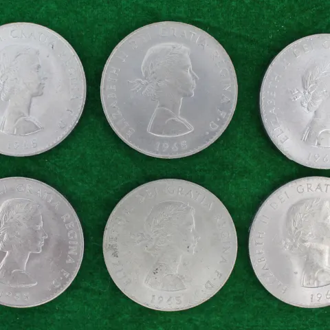 Collection of 6 Commemorative Churchill Crown Coins 1965