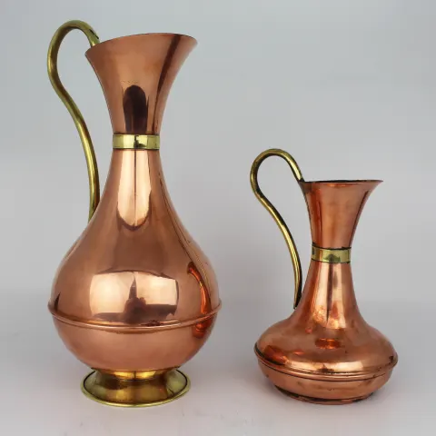 Pair of Vintage Copper Ewers