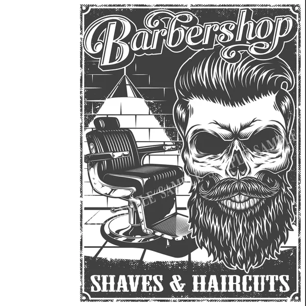 Barber Shop-Cut Throat Shave- Beard Trim-Haircut Metal Wall Art-4