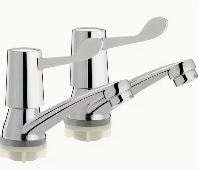 Chrome Plated Copper 2pcs Body Lever Basin Sink Taps L16a