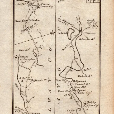 Ireland Rare Antique 1777 Map Sligo Mullingar Sonna Lough Roscommon.