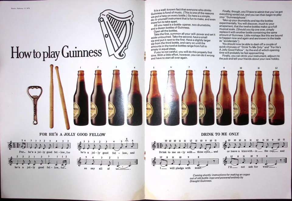 Guinness 1974  51 Years-Old Genuine Print How to Play Guinness
