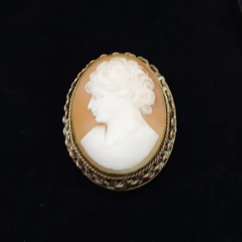 Antique Carved Shell Cameo Brooch/Pendant 
