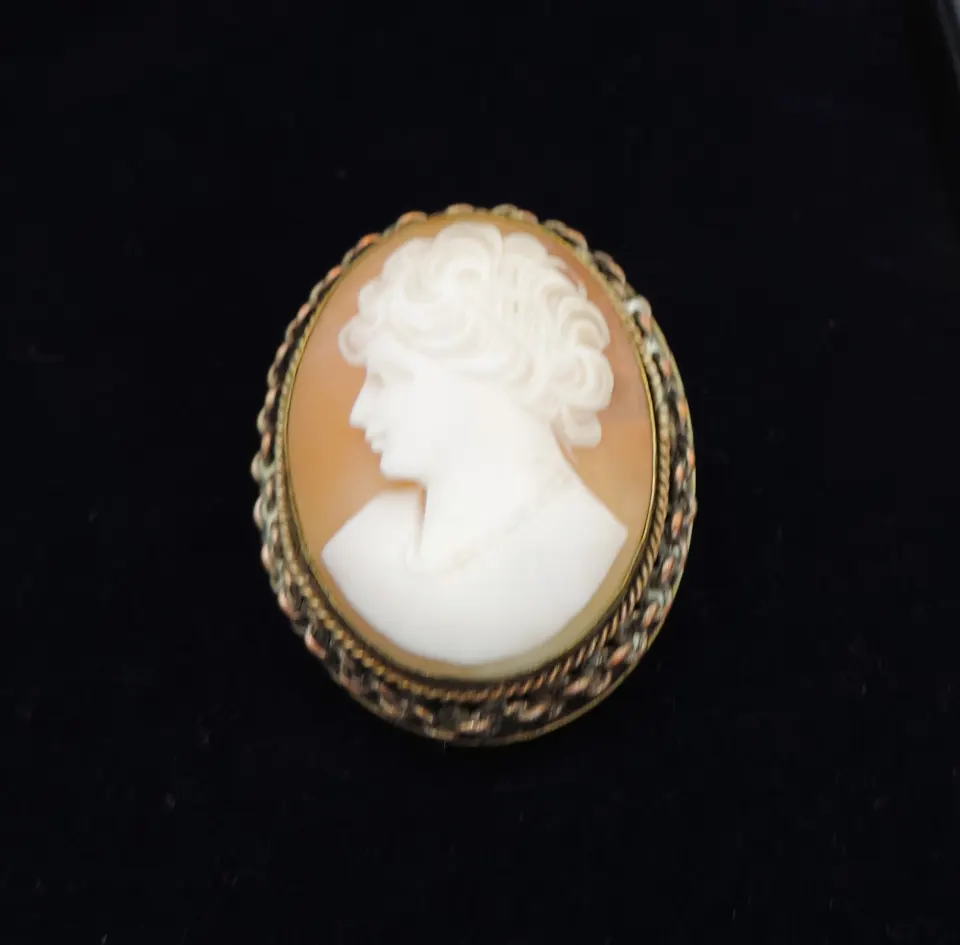 Antique Carved Shell Cameo Brooch/Pendant 
