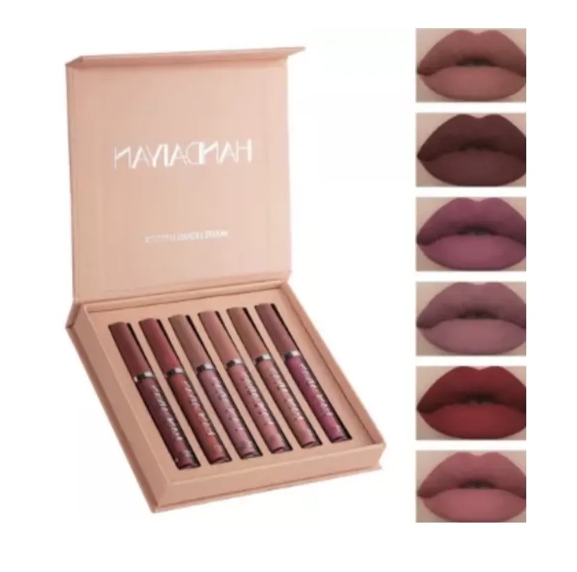 6-Piece Matte Liquid Lipstick Set – Long-Lasting Nude Lip Gloss Collection
