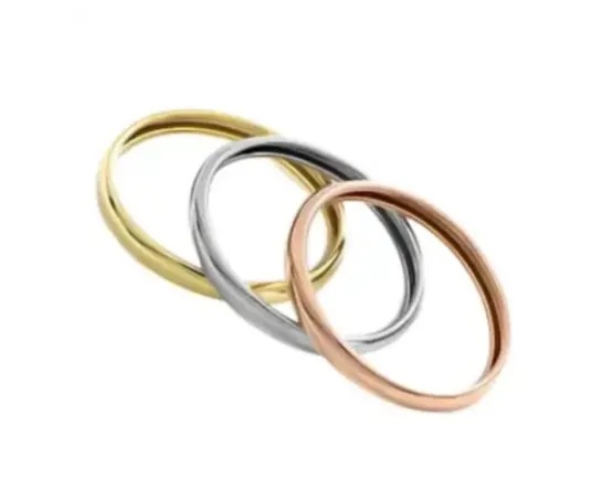 NEW!! Set of 3 - 9K Yellow, White and Rose Gold Band Ring