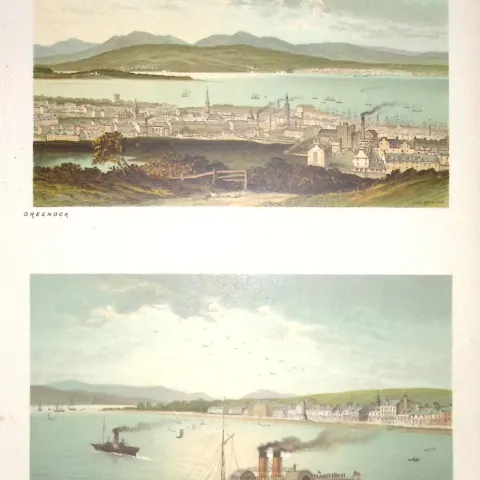 Scotland Views of Greenock & Helensburgh Antique Coloured Print-14a