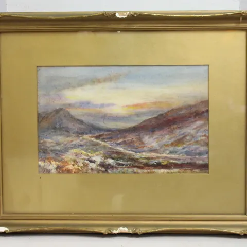 Victorian Highlands Watercolour Set in Gilt Frame