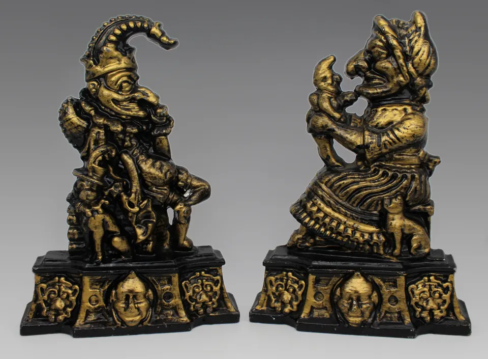 Vintage Cast Iron Punch & Judy Door Stops