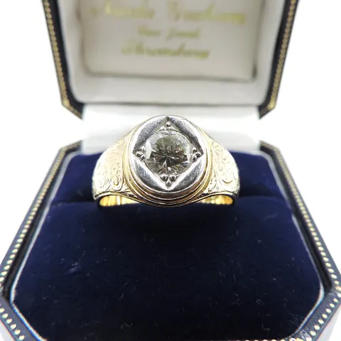 Edwardian 18K Gold Old Mine Cut 1.25 Carat Diamond Ring London Hallmark 1903