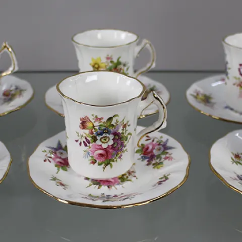 Set of 6 Hammersley “Howard Sprays“ Coffee Cans & Saucers