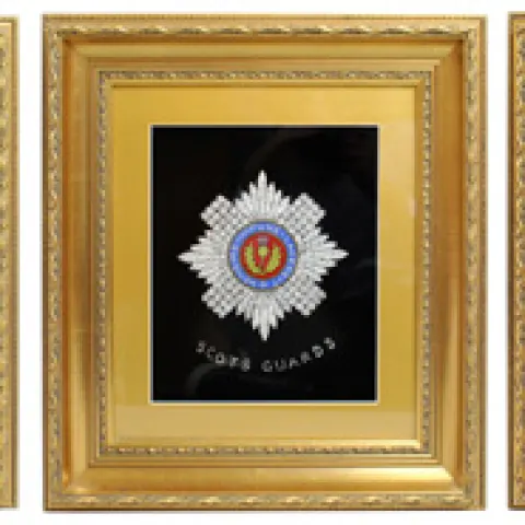 Set of 3 Military Regiment Foil Artworks Set in Gilt Frames