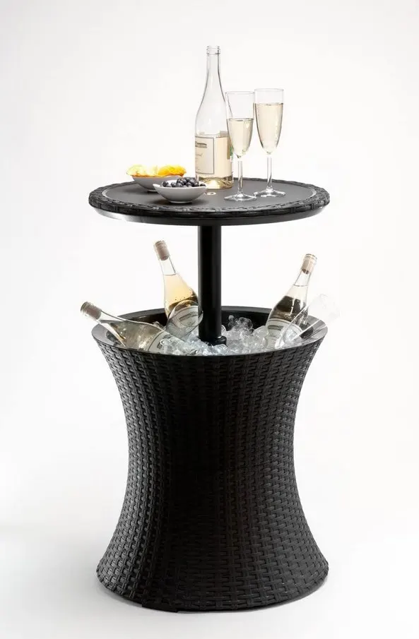 (122/Mez) RRP £90. Keter Pacific Rattan Style Outdoor Cool Bar Grey. Dimensions: (D49.5x H82.5x W49