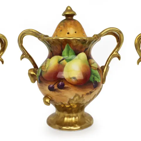 Set of 3 Coalport Hand Painted Fruit Pot Pourri